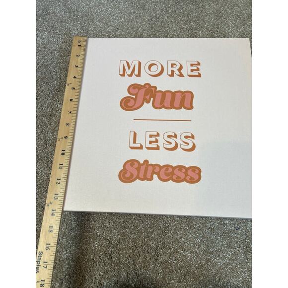 Medium sized canvas picture for teen tween dorm More Fun Less Stress Pale pink - Picture 2 of 4